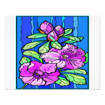 Azalea Flowers Stained Glass Personalized Announcements