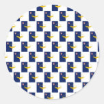 Azores flag seamless pattern round stickers