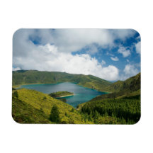 Azores lake landscape rectangular magnet