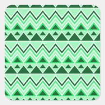 Aztec Andes Tribal Mountains Triangles Green Square Sticker