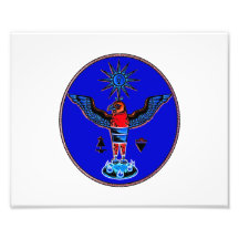aztec blue style eagle sun symbols pagan design.pn art photo