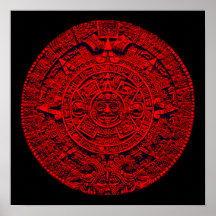 Aztec Calendar (in red) Posters