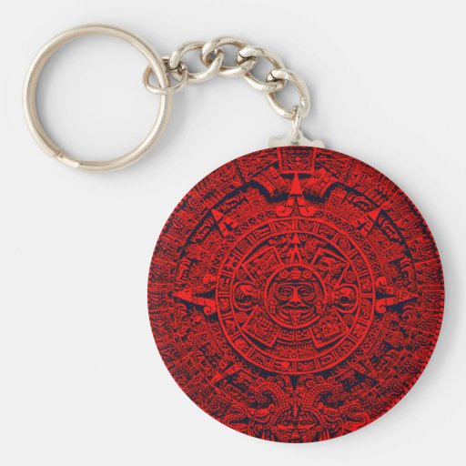 Aztec Calendar - (red) key chain