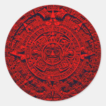 Aztec Calendar - red Stickers