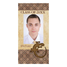 aztec lizard browns senior pic class of photo greeting card
