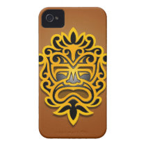 Aztec Mask Design, Yellow and Black Case-mate Iphone 4 Case