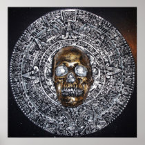 aztec mayan skull canlendar posters