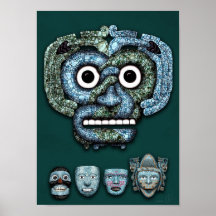 Aztec Mosaic Masks Poster
