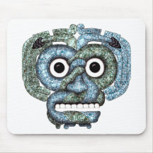 Aztec Mosaic Tlaloc Mask Mouse Pads