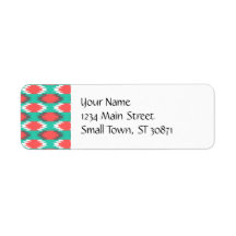 Aztec Native American Turquoise and Pink Pattern Return Address Label