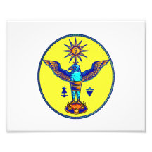aztec style eagle sun symbols pagan design.png photo print