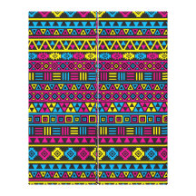 Aztec Style Repeat Pattern - CMY & Black Gallery Wrapped Canvas