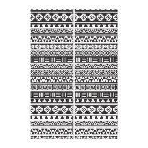 Aztec Style Repeat Pattern - Monochrome Stretched Canvas Print