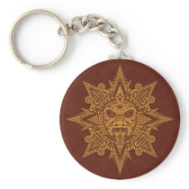 Aztec Sun Mask – Golden Red Keychains