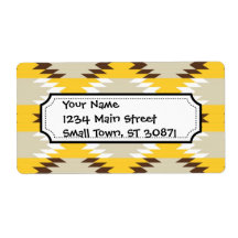 Aztec Tribal Yellow Brown Native American Designs Personalised Shipping Labels