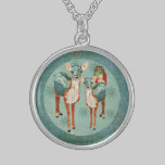 Azure & Amber Deer & Rose Owl Snowflakes Necklace necklaces