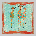 Azure & Amber Giraffes Vintage  Canvas canvas prints
