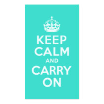 Azure and Turquoise Keep Calm and Carry On Business Card