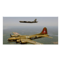 B17G and B52H Bombers in Flight Photo Card