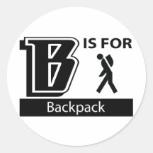 B Is For Backpack Round Sticker