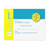 B Mitzvah Magazine Reply Card in Turquoise Postcard