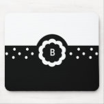 B :: Monogram B Dotted Black & White Mousepad mousepads