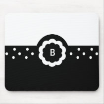 B :: Monogram B Dotted Black & White Mousepad