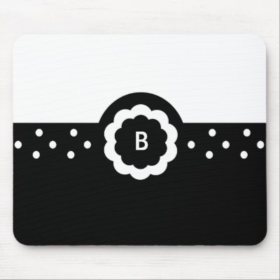 B :: Monogram B Dotted Black & White Mousepad by 369Design