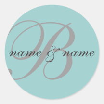 "B" monogram label - personalize Round Stickers