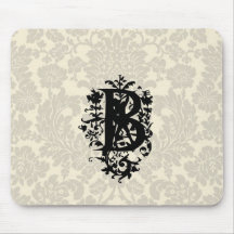 "B" Ornate Baroque Monogram Mouse Pad