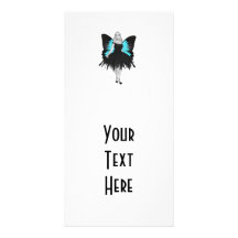 B&W Goth Ballerina & Blue Butterfly Wings Photo Card Template