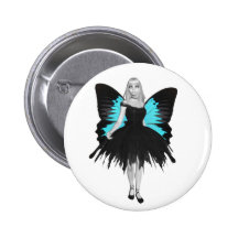 B&W Goth Ballerina & Blue Butterfly Wings Pins