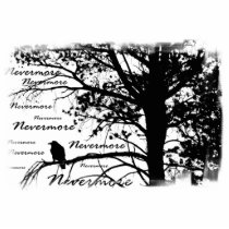 B&W Nevermore Raven Silhouette Photo Cutout