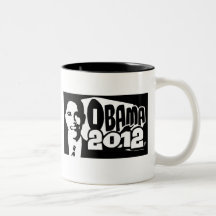 B&W Re-Elect Obama 2012 Gear Mugs