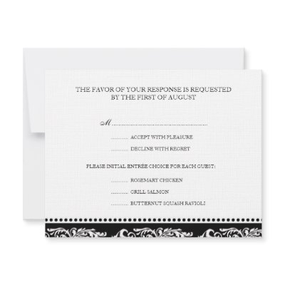 B&W scroll elegant rsvp wedding response card Announcement by FidesDesign