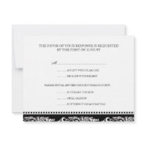 B&W scroll elegant rsvp wedding response card Announcement