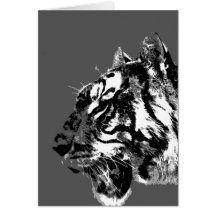 B&W Siberian Tiger Greeting Cards