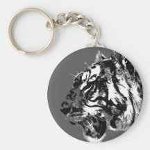 B&W Siberian Tiger Keychains