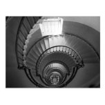 B&W spiral lighthouse staircase Postcards