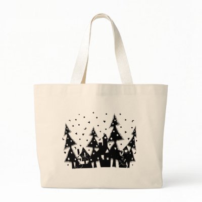 b&w Xmas town Tote Bags by VioDeSign