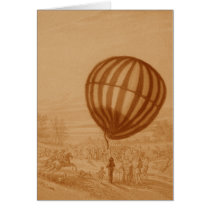 BA02285FAC01Z-First Manned Gas Balloon Flight Land Greeting Cards