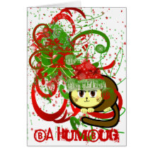 Ba Humbug Cat  Paint Splat Greeting Cards