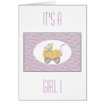 Babies pram, pink cards