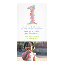 Baby 1st Birthday Balloons Thank You Photo Card