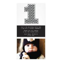 Baby 1st Birthday Number 1 Thank You Photo Card