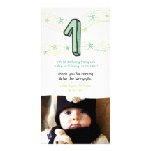 Baby 1st Birthday Number 1 Thank You Photo Card
