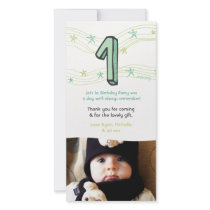 Baby 1st Birthday Number 1 Thank You Photo Card