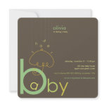 Baby "a" in B Boy Girl Green Cute Baby Shower Custom Announcements