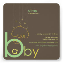 Baby "a" in B Boy Girl Green Cute Baby Shower Custom Announcements