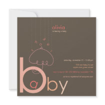 Baby "a" in B Girl Pink Cute Baby Shower Invite